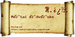 Mátai Üdvöske névjegykártya